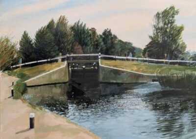 Alan John Green AG19 'Canal Lock, Pyrford, Surrey' (235) 1996 Watercolour 45x33cm framed to 59x49cm £60