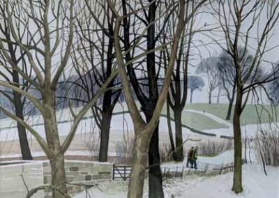 Alan John Green AG21 'Winter Scene' watercolour 1992 30x46cm framed to 46x62cm £150