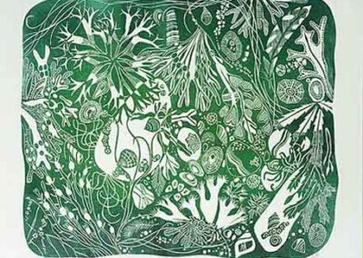 Alison Deegan AD34 'Rockpool Dark Green' Lino Print 6of30 unmounted to 40x34cm £70