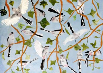 Alison Deegan AD37 'Long Tailed Tits' Monoprint collage 49x39 framed to 53x43cm £200lr