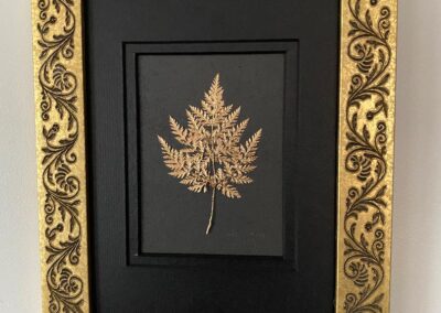 Andrew Michael AM02 Old gold fern into engraved frame £60