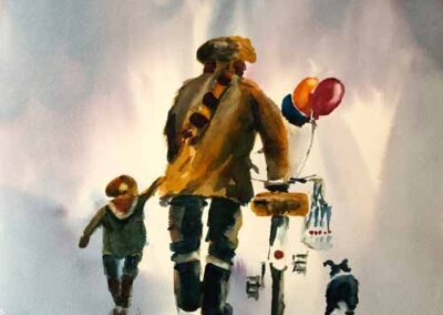 Andrew Storrie AS05 'After The party' watercolour Framed to £175