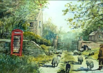 Andrew Storrie AS12 'Shepherding Home' watercolour. Mounted to 60x42cm £175