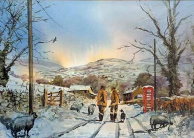 Andrew Storrie AS18 'Looks a Bit Slippy' watercolour 49x31cm mounted to 60x42cm £150