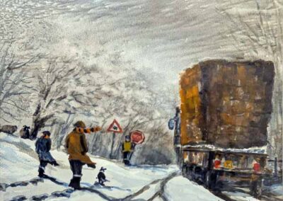 Andrew Storrie AS24 'Temporary Roadworks' watercolour 40x30cm mounted to 51x41cm £125