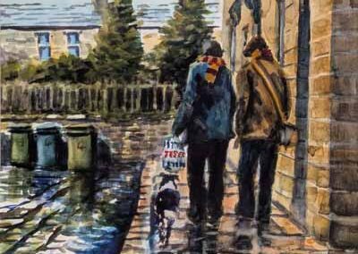 Andrew Storrie AS31 'Back from t'Match' Original watercolour. image 30x40cm framed to 48x58cm £195