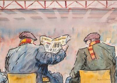 Andrew Storrie AS41 'Half Time' Original watercolour. image 49x32cm mounted to 59x42cm £125