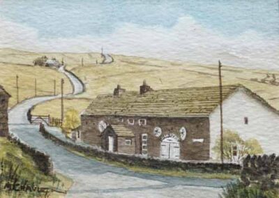 Arthur Craven 1934-2013 ACR02 'Hawkinstone Farm, Leeming, Oxenhope' Watercolour 10x8cm framed to 17x14 SOLD