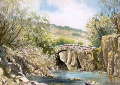 Arthur Craven 1934-2013 ACR04 'Black Hall Bridge Duddon Valley Cumbria' watercolour 26x17cm framed to 45x38cm £130
