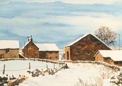 Arthur Craven 1934-2013 ACR07 'Winter at High Fold Farm, Oxenhope' Watercolour 30x20cm framed to47x39 £160