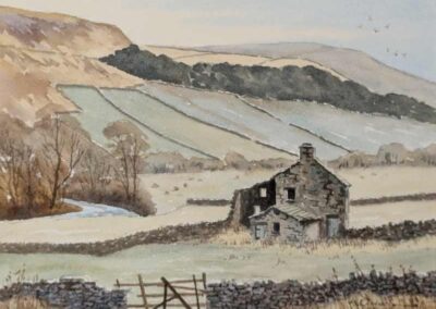 Arthur Craven 1934-2013 ACR11 'Near Thwaite in Swaledale, N. Yorks' Watercolour 35x22cm mounted to51x40.5cm £90