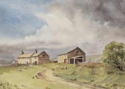 Arthur Craven 1934-2013 ACR15 'Barns of Deepdale, Wharfedale' Watercolour 35x22cm mounted to51x40.5cm £75