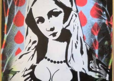 Bonehead BH061 'Madonna (Blue Halo)'. Laser cut and Stencil art 29x40cm £50