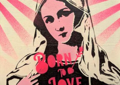 Bonehead BH38 'Born to Love' (Mother Mary) stencil art 30x30cm £60 lr