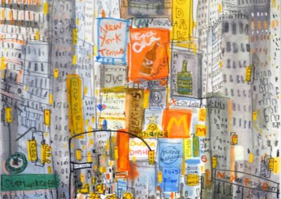 Clare Caulfield C26 'Times Square Taxist'. Print mounted on deep canvas 8x10inches £100