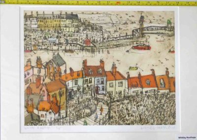 Clare Caulfield  'Whitby Rooftops' Ltd. Edn. Giclee print.  CC6 A/P mounted but unframed Sold