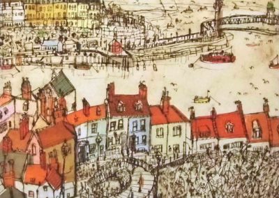 Clare Caulfield CC28 Whitby Rooftops Print mounted on deep canvas 10x8 inches. £100