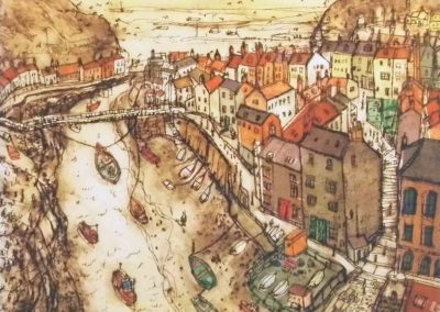 Clare Caulfield CC30 'Staithes' Print mounted on deep canvas 10x8" £100