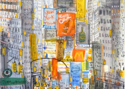Clare Caulfield CC26 'Times Square Taxist'. Print mounted on deep canvas 8x10inches £100