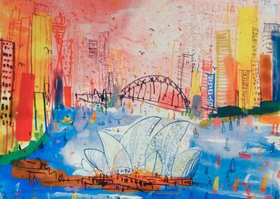 Clare Caulfield CC34 Sydney Harbour 10x8in print mounted on box canvas £100
