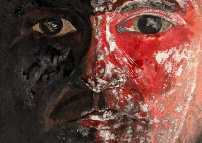 Daniel Paolo DP01 'Head9. Red 1996'. mixed media. Framed to 51x57cm £180