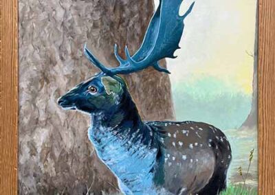 Darrell Davies DAD03 'Fallow Deer' Acrylic on canvas 23.5x23.5in £295lr
