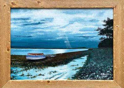 Darrell Davies DAD08 'Sunderland Point Evening' Acrylic on canvas 16.5x12in £190lr