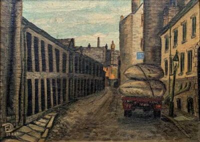 David Fell 1927-2002 DF05 'Water Lane, Bradford' oil framed to 44x33cm £55