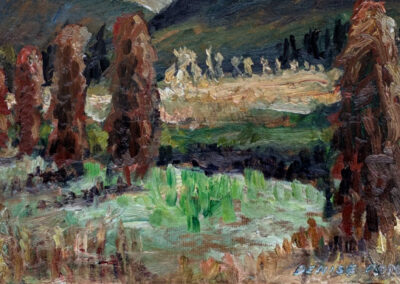 Denise Rooum DR12 'Hayfield Austria' 1958 Oil on board 42x31cm framed to 45x33cm £80