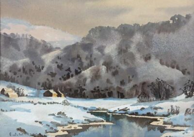 EJW (Jack) Prior 1914-1988 JAP04 'Winter Scene' Watercolour. 19x14cm framed to 30.5x25cm £80