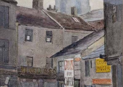 Frances Watson Sunderland 1866-1949 FWS04 'Groves Corner Keighley'. 1911 watercolour 20x30cm framed to 40x50cm £180