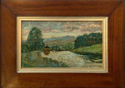 Fred C Jones FCJ06 'Esholt' 1940 Oil on board 22x13cm framed to 34x24cm £295