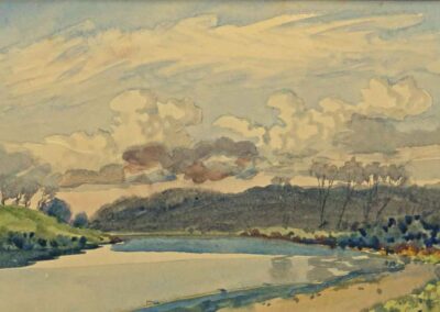 Fred Cecil Jones FCJ03 'Clouds, Body of Water, Trees' Watercolour 16x13in lr £300