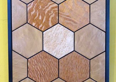 Gavin Edwards GE17 Lacewood and Burl wood veneer panels 28x33cm £120