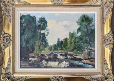 Gordon C Barlow1913-2005 GCB07 'The Wharfe at Bolton Abbey' oil on board 16x12in framed to 22x18in Sold