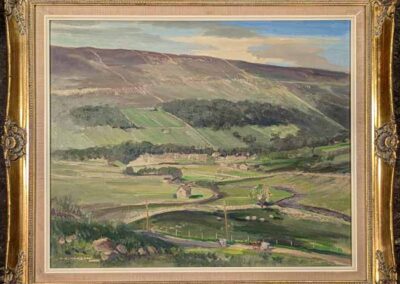 Gordon C Barlow1913-2005 GCB09 'Arncliffe from the Road Over Malham' oil on board 24x20in framed to 30x26in £300