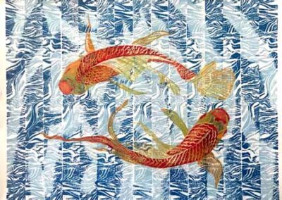 Heather Swain HSW04 'Koi Pair'Linoprint 50.6x40.6cm unframed £85. Also HSW05 8of10 framed £120