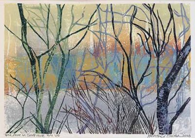 Heather Swain HSW10 'The Air in Saltaire' Lino print 5of7 framed to 46x36cm £100. HSW11 7of7 unframed £70