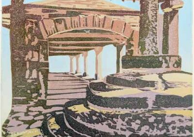 Heather Swain HSW51 'Bingley Buttercross and Market Hall' Linocut 6 Of12VE 14x20 mounted to 26x30cm £56