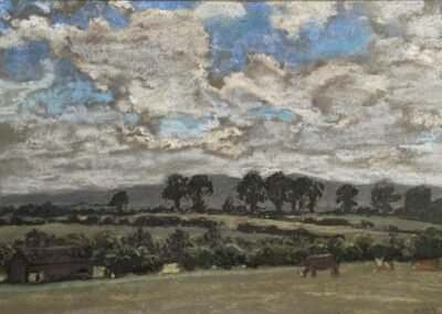 Herbert Royle HRO01 'Cattle in Pasture with Hills Beyond' pastel 37x26 framed to 57x46cm £280