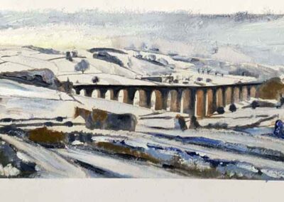 JF351JS 'Heaven Horses Hewenden Snow 2' water soluble oil on print framed to 56.5x33.5cm £190
