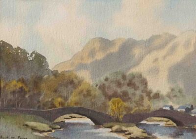 Jack Prior 1914-1988 JP02 'Grange Bridge Borrowdale' watercolour 26x18cm framed to40x33cm £90