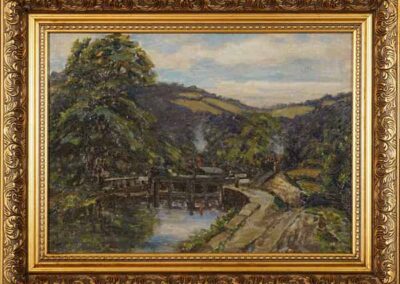 James Arundel (1875-1960) (JA01) 'Canal Lock Cottingley' (Surely Dowley Gap) oil on Board 41x30cm framed to 51x40cm £240