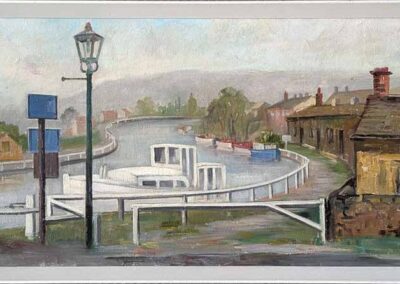 James Hardaker 1901-91 JH25 'Above 5 Rise Locks, Bingley'. Framed to 95x42cm £240