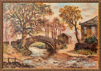 James Hardaker 1901-91 JH26 'Beckfoot Bridge' oil on board 84x60cn framed to 89x64cm £220