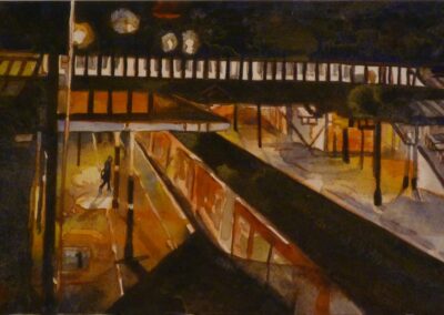 Jane Fielder 221JS 'The Night Traveller, Bingley' Ltd. Edn. Giclee print  image 43x21cm £90 or framed to 66x45.5cm £190