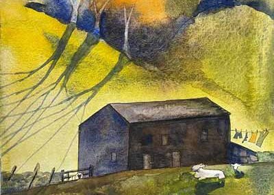 Jane Fielder 827A 'Washing Day, Muker' watercolour 11.25x15.c5in £450