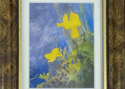 Jane Fielder JF 242K d.1 'Yellow Poppies Blue Nigh Sky' 17x14.5cm Framed inkjet print £25