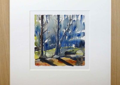 Jane Fielder JF233B 'Ruin Bank Woods, near St David's Folly, Wilsden' Watercolour 17x18cmin solid oak frame 42x43 £160