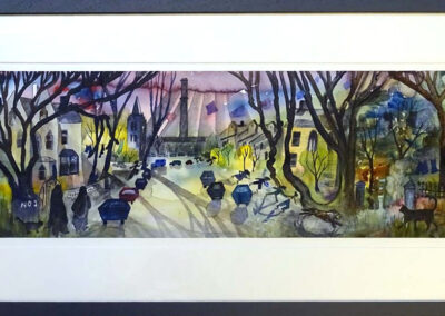 Jane Fielder JF322JS 'The Playful Dog and the Confident Cat -Selbourne Villas' Watercolour £390